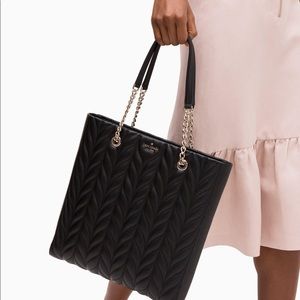 KATE SPADE Black Briar Lane Quilted Chain Tote
